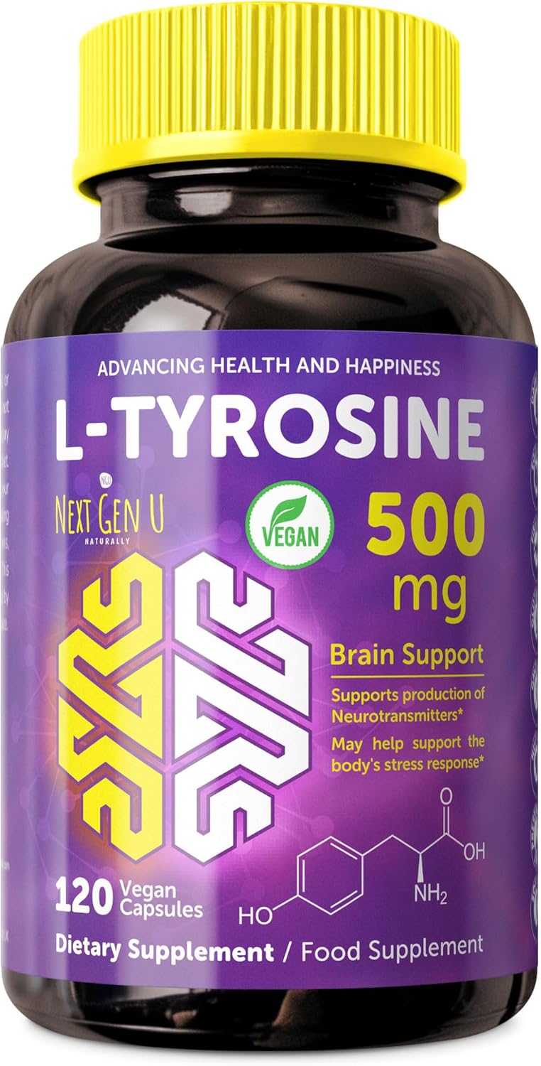 L-Tyrosine 500 mg, 120 Vegan Capsules - Mood and Brain Support by NextGenU - görsel 1