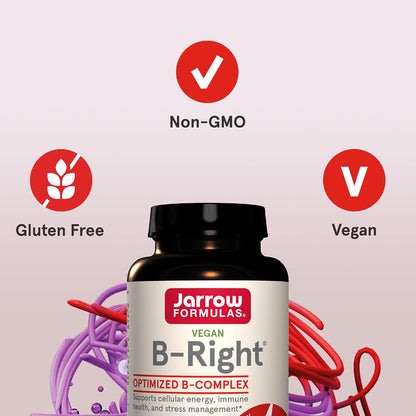 Jarrow Formulae B-Right Optimised B Complex - Methylated B Vitamins for Energy and Stress Management, 100 Vegetable Capsules