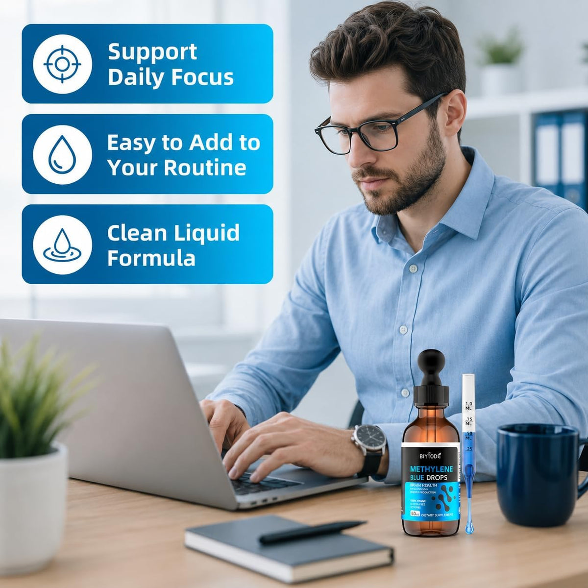 Methylene Blue Drops - Formaldehyde and Alcohol Free - 1% Methylene Blue for Human Undertake - Brain Health Grade - görsel 6