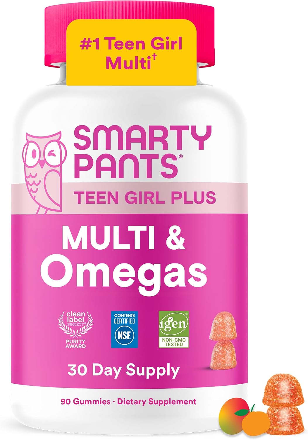 SmartyPants Teen Girl Multivitamin Gummies - Omega-3, Vitamin C, D3, B12, Biotin - 60 Gummies (30 Day Supply) - görsel 1