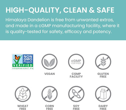 Himalaya Dandelion Root Supplement - 1000 mg, 60 Capsules - Vegan & Gluten-free