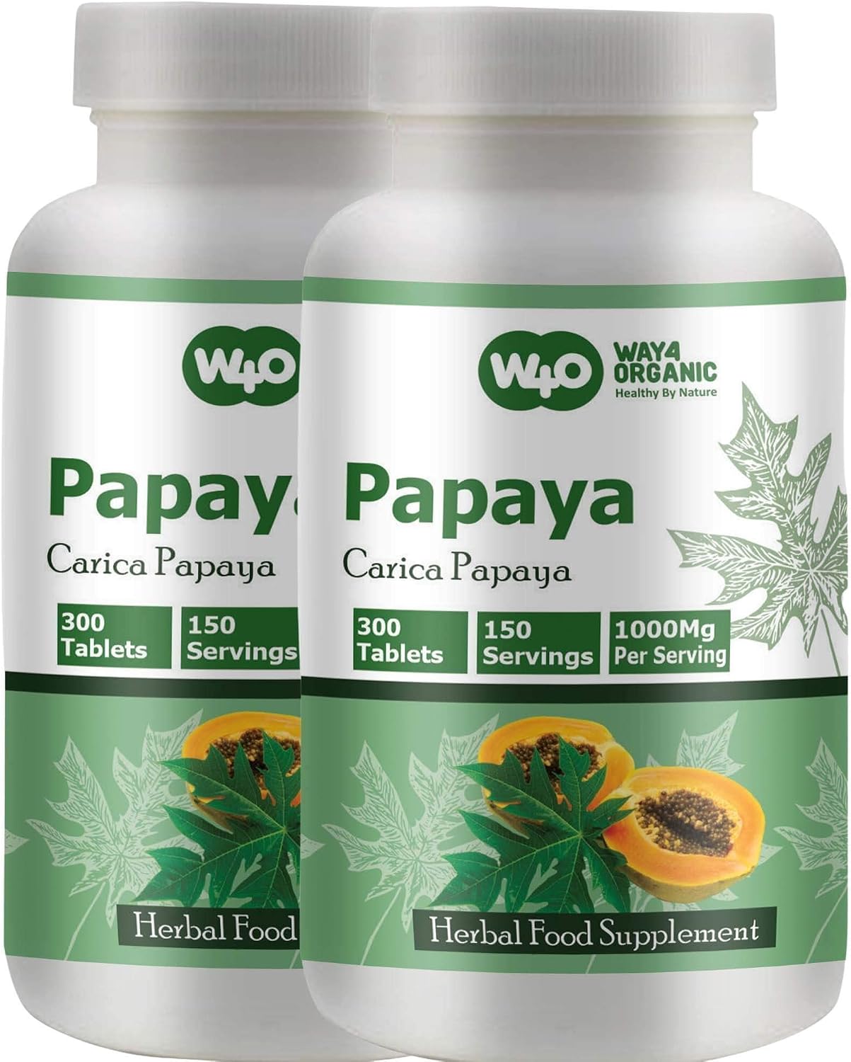Papaya Leaf Extract Tablets 1000mg – 300 Tablets – Immune & Digestive Support - görsel 1