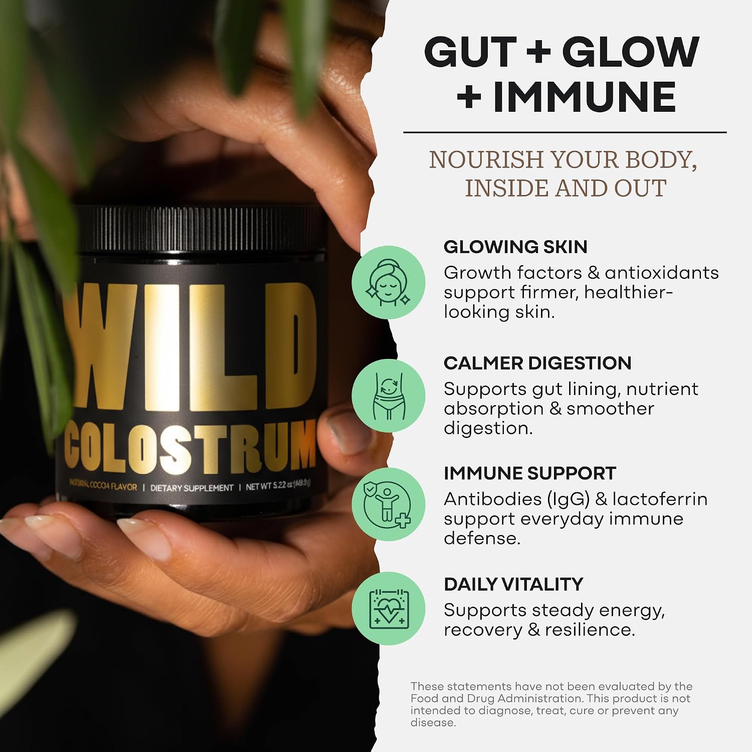 Colostrum Supplement – Grass-Fed Pure Bovine Colostrum Powder (Natural Cacao Flavour, 30 Servings) - görsel 3
