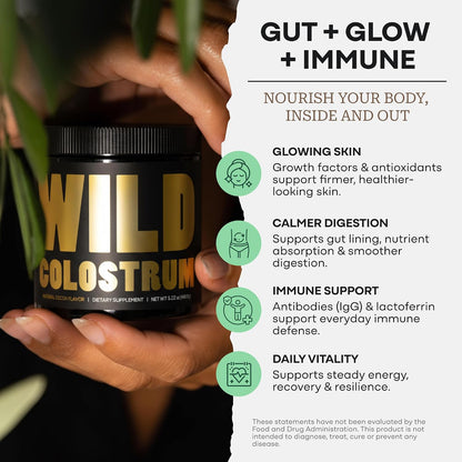 Colostrum Supplement – Grass-Fed Pure Bovine Colostrum Powder (Natural Cacao Flavour, 30 Servings)