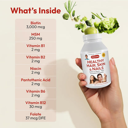 ANDREW LESSMAN Healthy Hair, Skin and Nails - 60 Capsules - 3000 mcg Biotin with B-Complex – Image 3