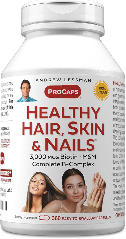 ANDREW LESSMAN Healthy Hair, Skin and Nails - 60 Capsules - 3000 mcg Biotin with B-Complex – Image 10