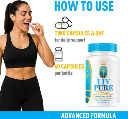 LIVORKA 5 Pack - Liv Pure Liver Support Food Supplement Capsules, 300 Capsules for 150 Days