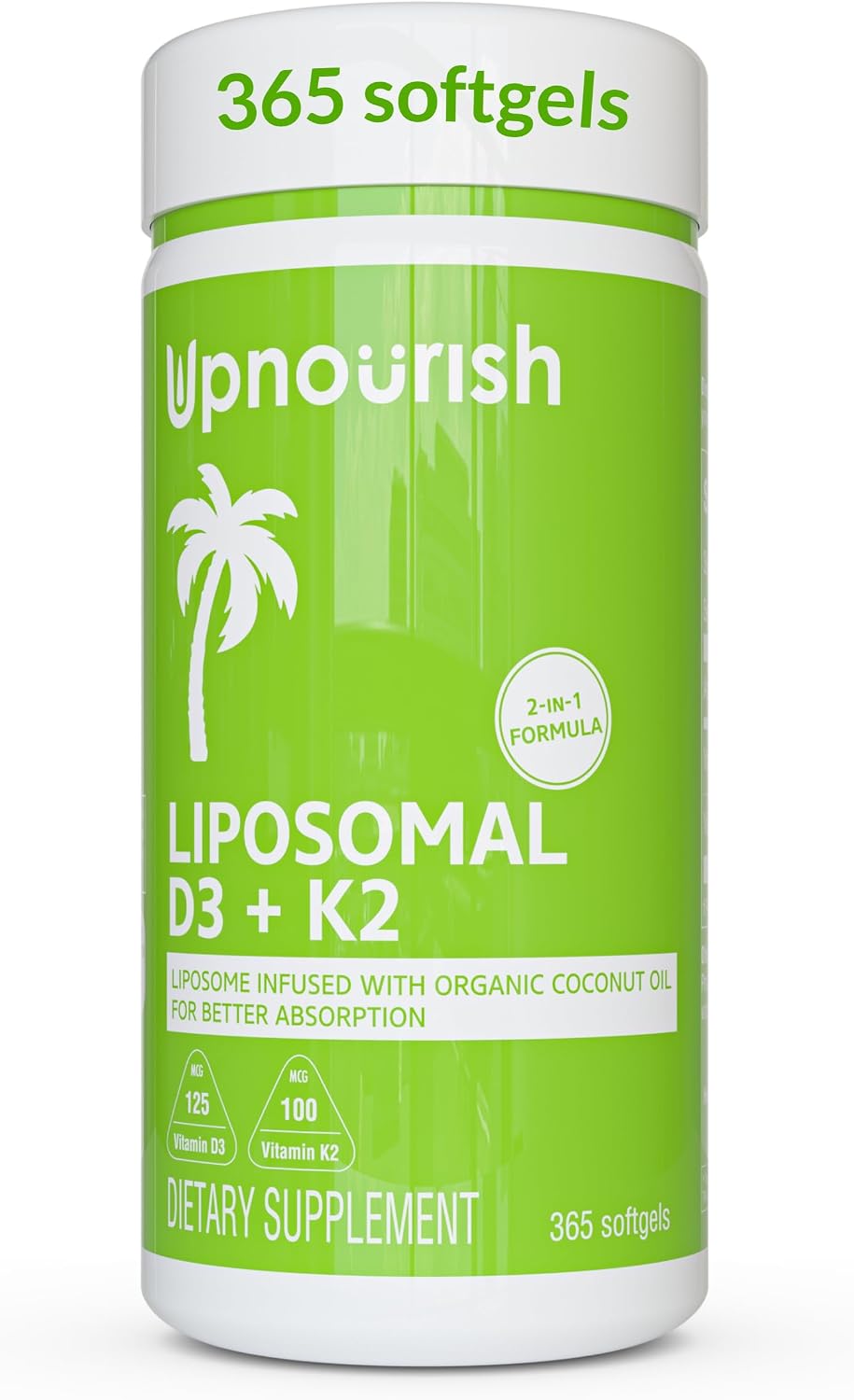 UpNourish Vegan Vitamin D3 5000 IU + K2 (MK4 & MK7) 500 mcg, 150 Softgels - görsel 9