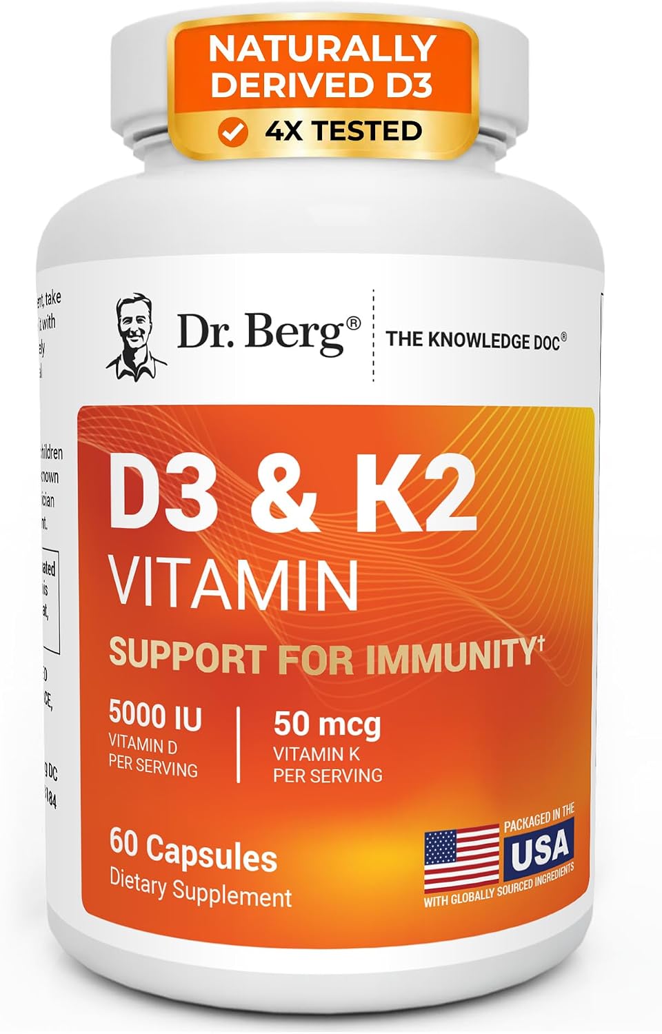 Dr. Berg Maximum Strength 7-in-1 Vitamin D3 K2 5000 IU – 60 Capsules - görsel 1