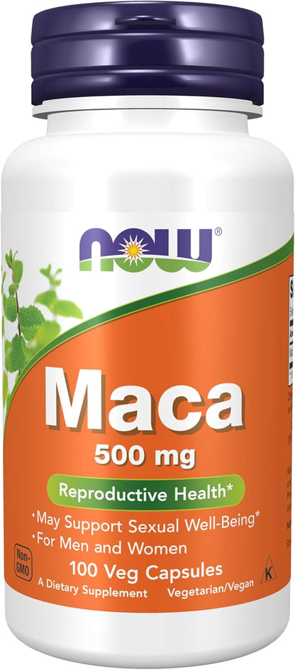 NOW Foods Maca 500 mg - Reproductive Health Support for Men and Women, 100 Veg Capsules