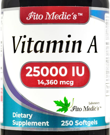 FITO MEDIC'S Lab Vitamin A 25000 IU Soft gel capsule Capsules – 250 Capsules