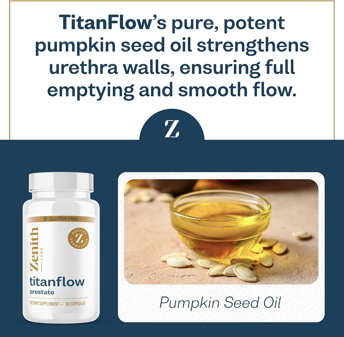 TitanFlow Prostate Supplement for Men with Pumpkin Seed Oil - Urinary & Prostate Health Support - görsel 4