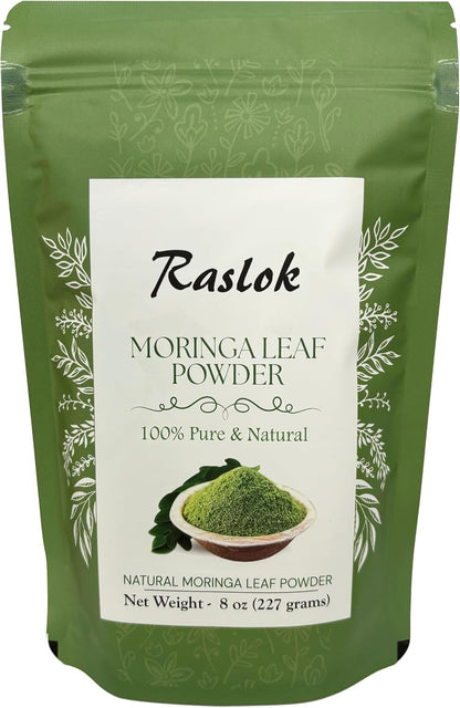 Raslok Moringa Powder - 100% Pure Moringa Leaf, No Stems (227 g)