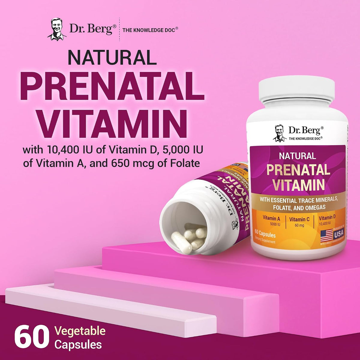 Dr. Berg Natural Prenatal Vitamins - Prenatal Multivitamin with Folate, Omegas & Superfoods (60 Capsules) - görsel 5