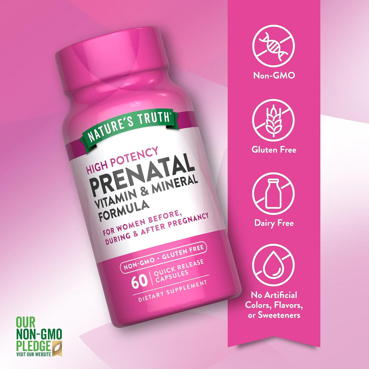 Nature's Truth Prenatal Vitamins with Folic Acid – 60 Capsules - görsel 3