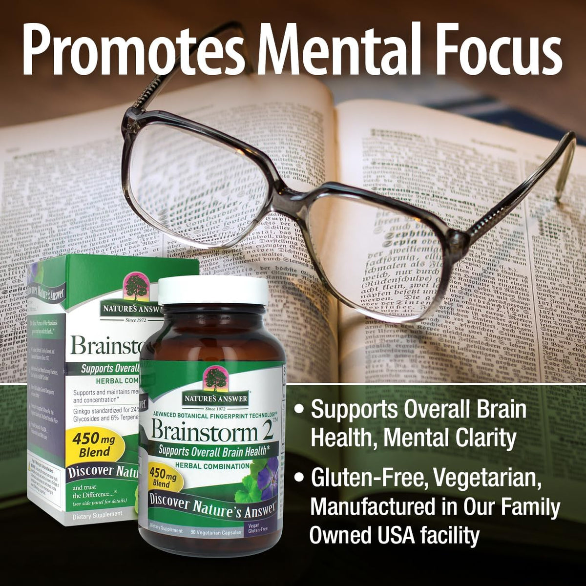 Nature's Answer Brainstorm 2 Vegetarian Capsules, 90 Capsules - görsel 4