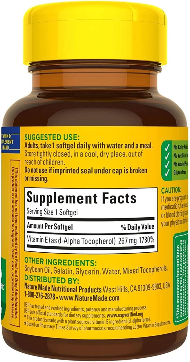Nature Made Vitamin E 400 IU Softgels 100 Capsules (Pack of 2) - görsel 3