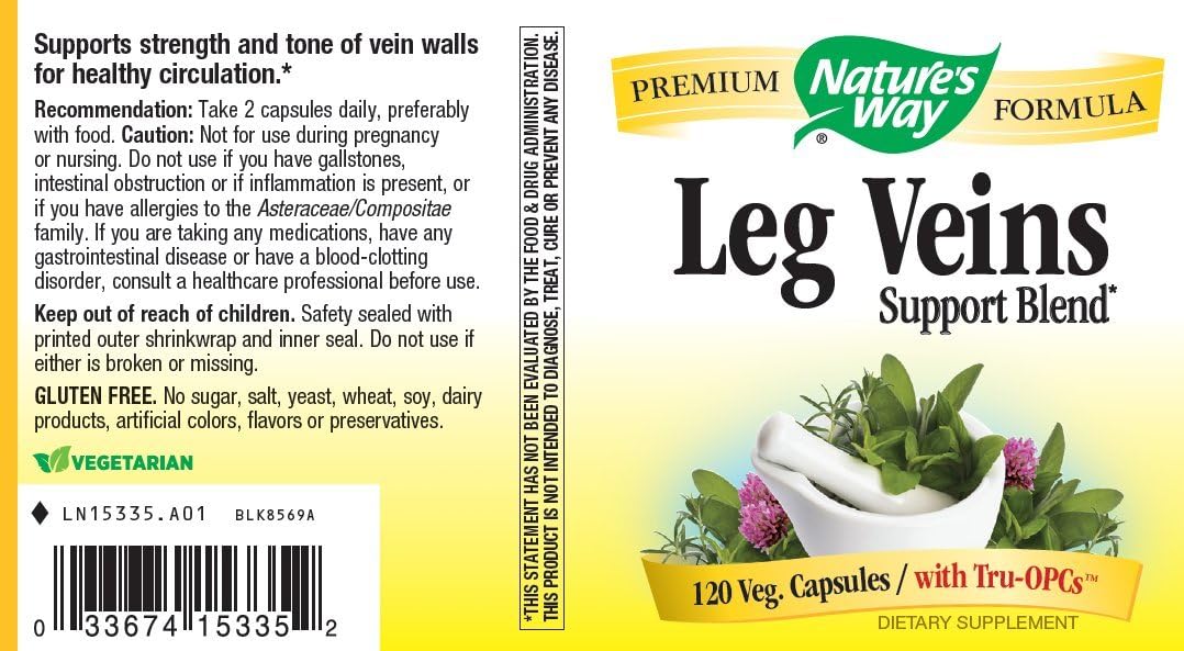 Nature's Way Leg Veins with Tru-OPCs™, 120 Vegetable Capsules - görsel 3