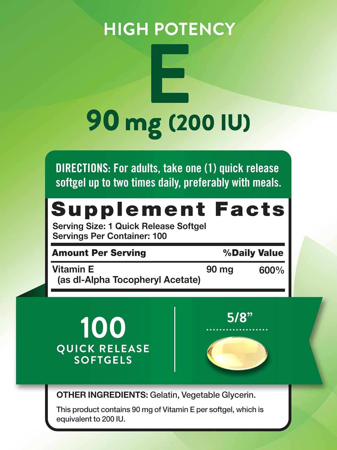 Nature's Truth Vitamin E 200 IU Softgels – Non-GMO & Gluten-free (100 Softgels) - görsel 2