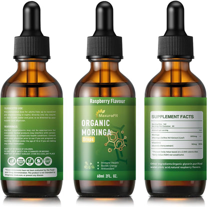 Moringa Leaf Drops with Vitamin C | Immune Support & Energy | Vegan Herbal Supplement (60 ml)