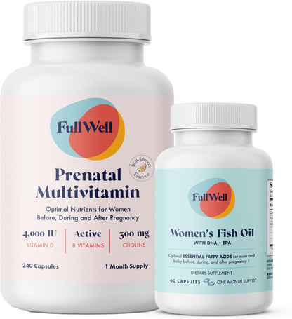 FullWell Women's Prenatal Lemon Essence Essentials - Antenatal Multivitamin & Fish Oil