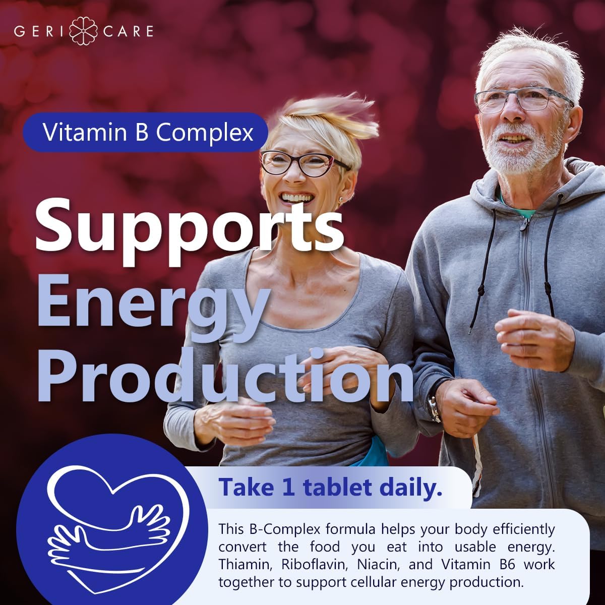 GeriCare Vitamin B-Complex Supplement with Calcium – Daily Supplement for Energy, Immune Support, Bone Health & Nervous System, 100 Tablets - görsel 6
