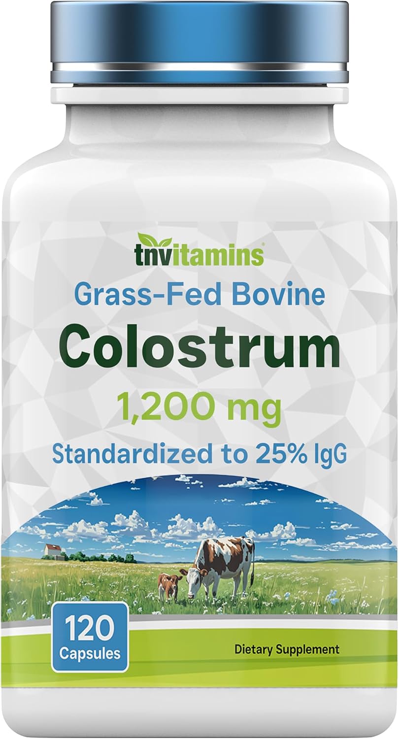 Colostrum Supplement 1,200 mg per serving, 120 Capsules | Standardised to 25% IgG | Grass-Fed Bovine Colostrum Powder Capsules | Immune Support | Non-GMO, Made in the USA! - görsel 1