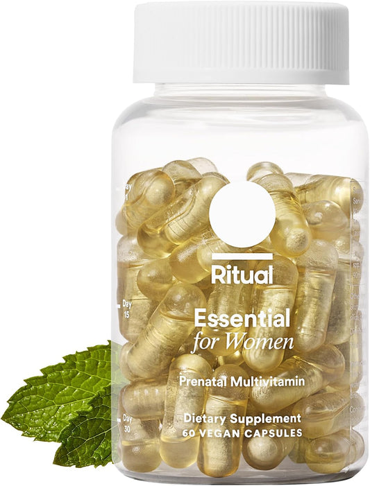 Ritual Prenatal Multivitamin for Women - Essential Prenatal Vitamins with Folate, Choline, Omega-3 DHA, Iron - Vegan - Mint Flavour - 60 Capsules