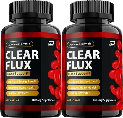 Clear Flux Capsules - ClearFlux Advanced Food Supplement, All-Natural Formula to Maintain Healthy Levels, Maximum Strength Daily Formula, Flux Clear Capsules Reviews (2 Pack - 120 Capsules)