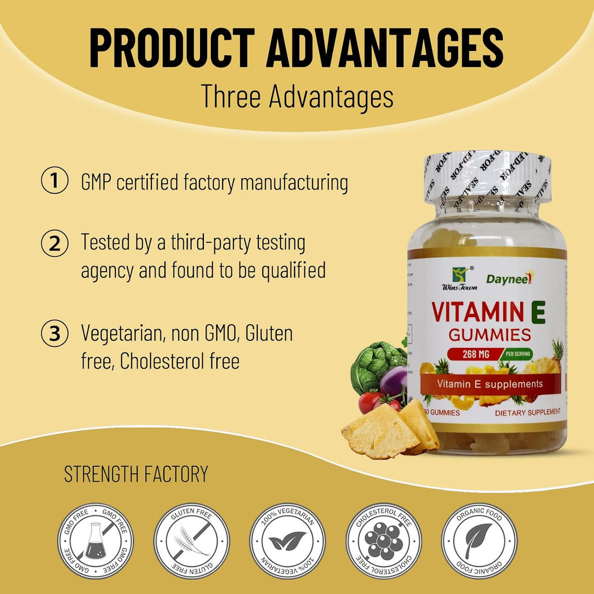 Wins Town Vitamin E Gummies 268mg (400IU), Vegan, 60 Gummies - görsel 3