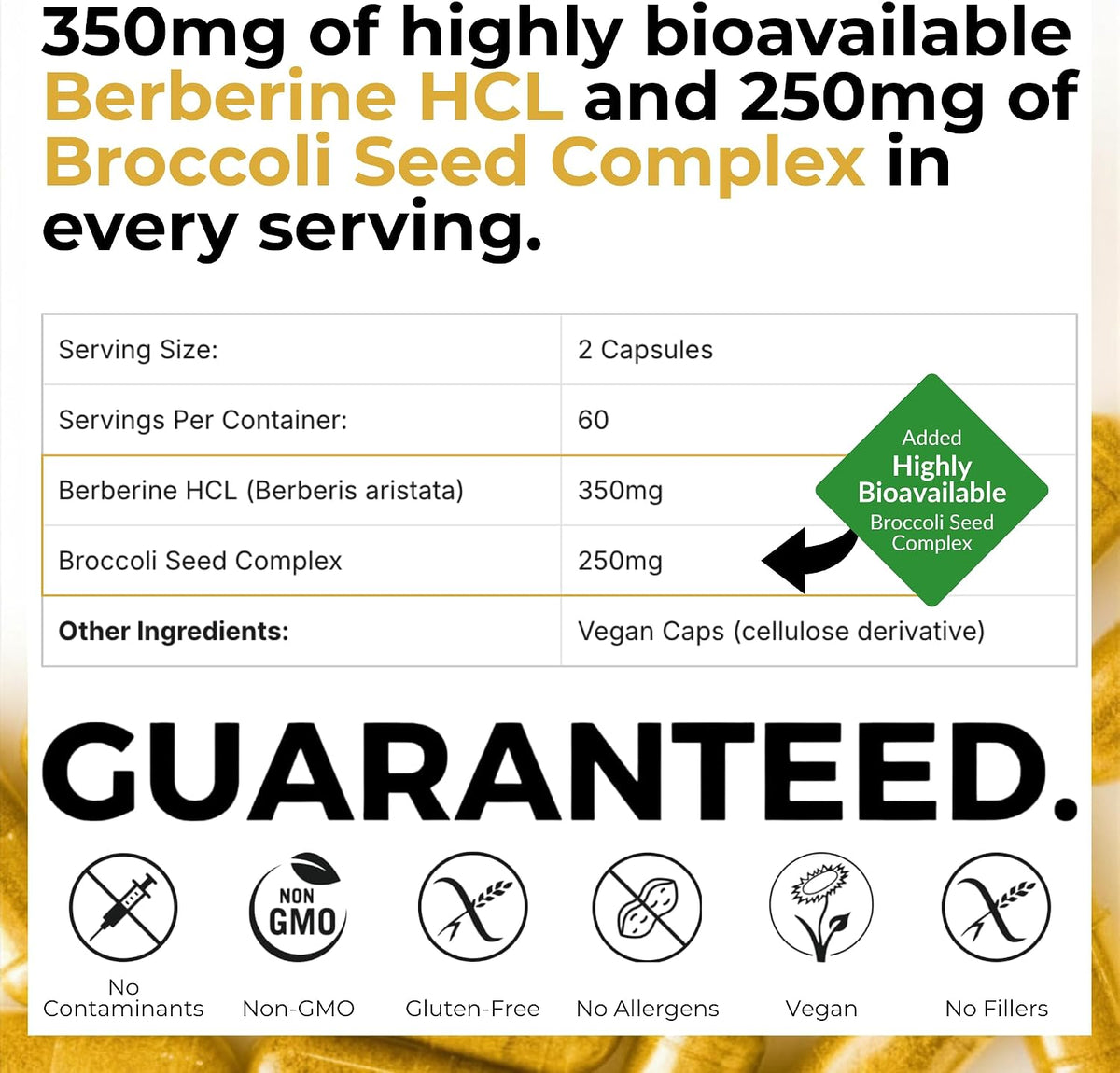Mara Labs BerbElite | 350mg Berberine HCL & Broccoli Seed Complex | 120 Vegan Capsules - görsel 2