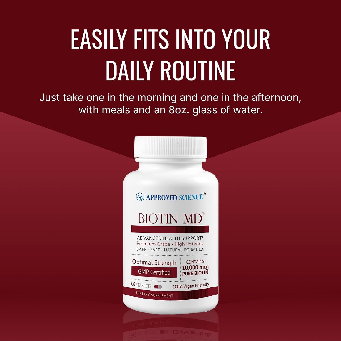 Approved Science Biotin MD – 10,000mcg Biotin per Serving – 180 Vegan Tablets - görsel 5