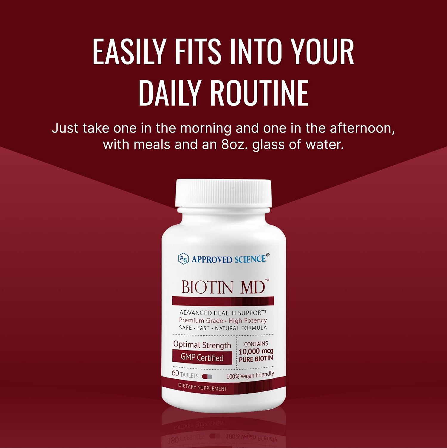 Approved Science Biotin MD – 10,000mcg Biotin per Serving – 180 Vegan Tablets - görsel 5