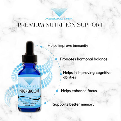 Absonutrix Pregnenolone Supplement 100mg Liquid Drops – 118ml (200 Servings)