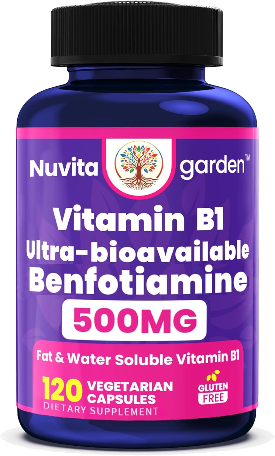 Benfotiamine 500mg | 120 Vegetarian Capsules | Fat-Soluble Thiamine Vitamin B1 | Supports Normal Nervous System Function | Non-GMO | Gluten-free - görsel 1