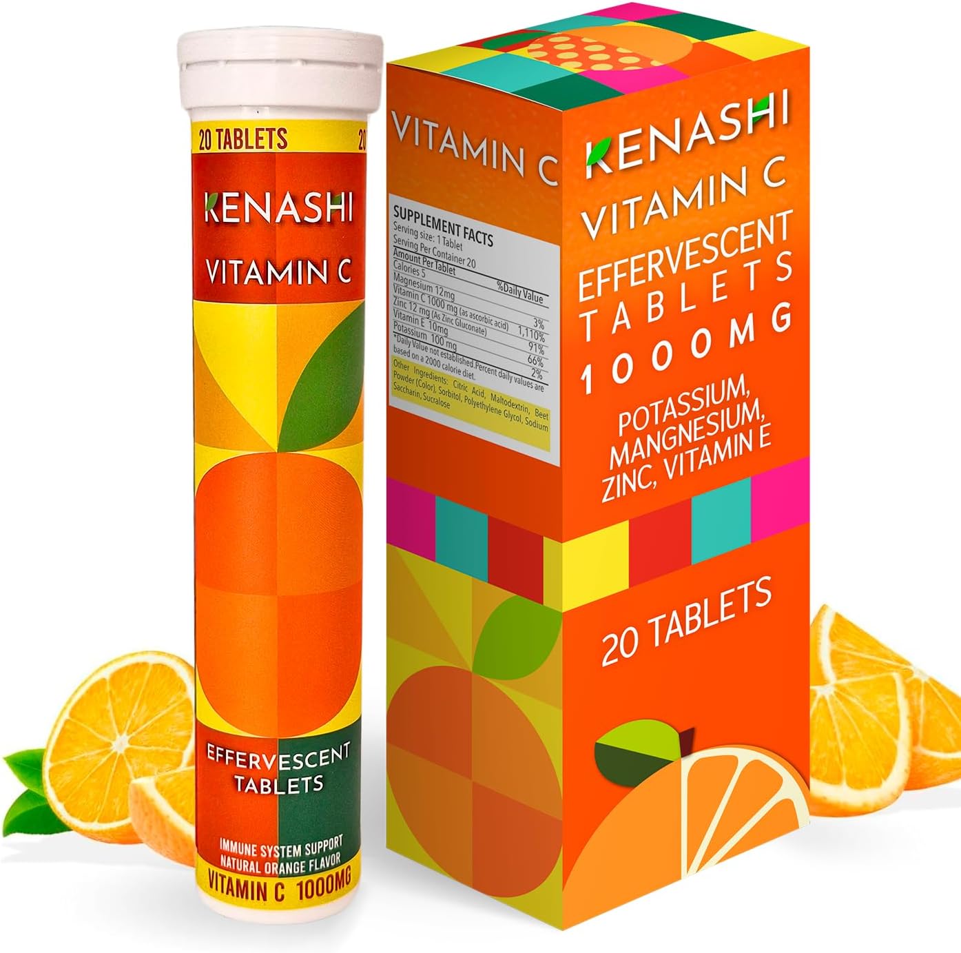 Kenashi Vitamin C 1000mg Effervescent Tablets with Zinc, Potassium, Magnesium & Vitamin E - görsel 1