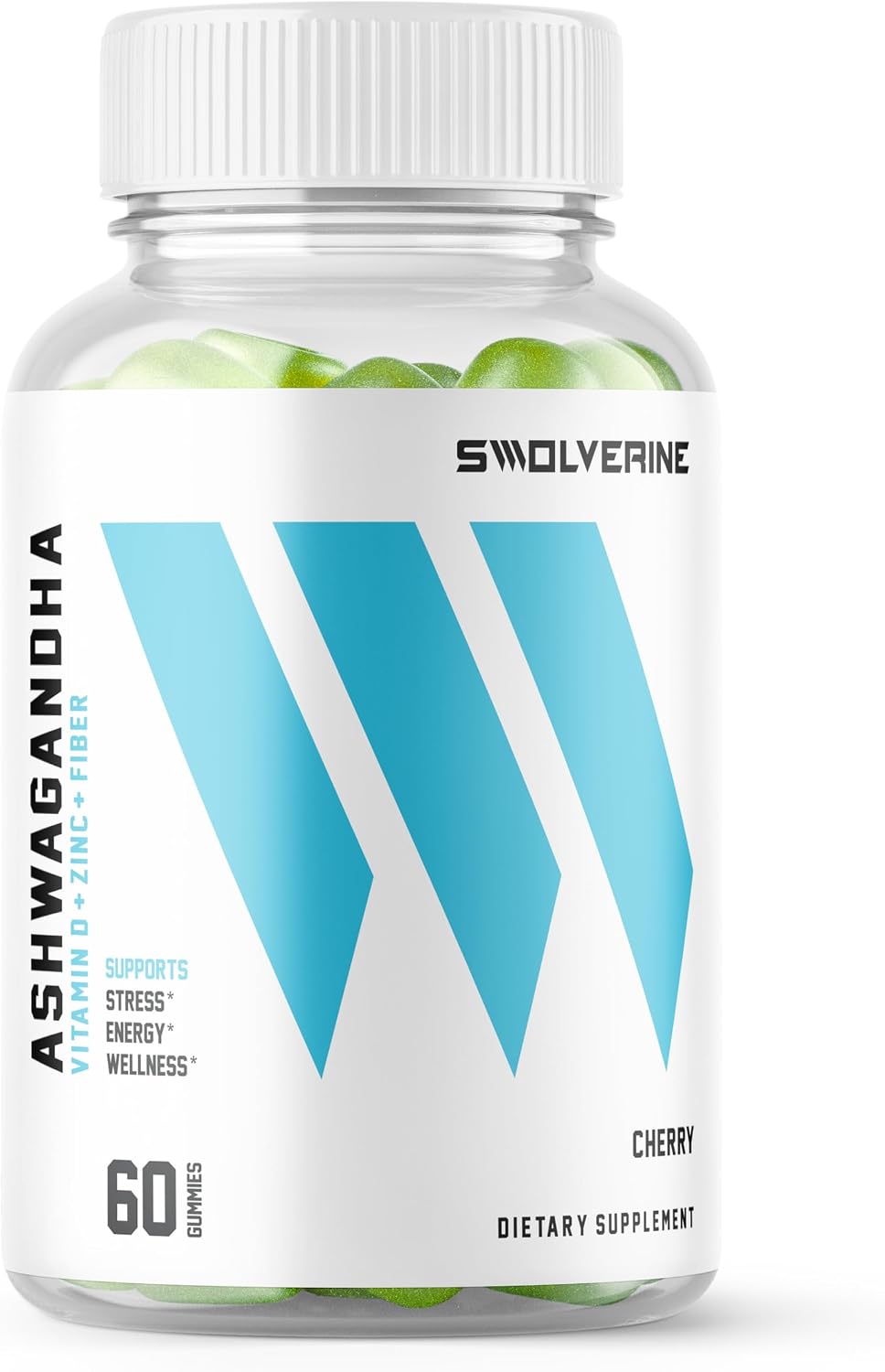 Swolverine Ashwagandha Vitamin Gummies | Zinc, Vitamin D, Relaxation, Sleep, Vitality - Cherry (60 Gummies) - görsel 1