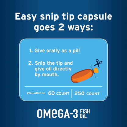 Pet Protect Omega-3 Supplement for Medium & Large Dogs – Snip-Tip Capsules (60 Count)
