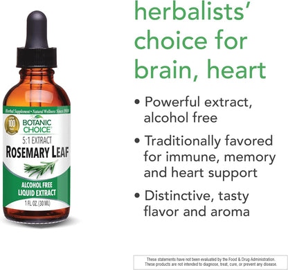 Botanic Choice Rosemary Leaf Liquid Extract – Alcohol-Free, Gluten-Free – Fast Acting Supplement Drops – 30 ml