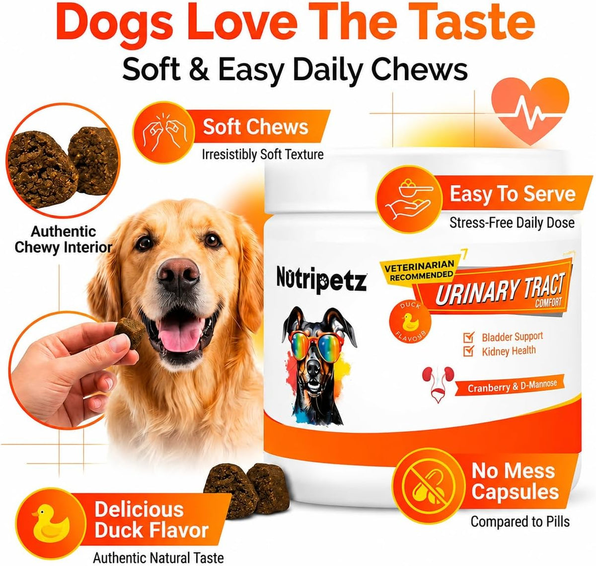 NutriPetz Cranberry Supplement for Dogs - Bladder and Urinary Tract Support - 120 Chews - görsel 7