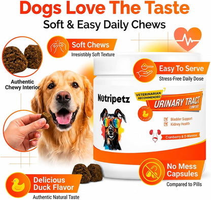 NutriPetz Cranberry Supplement for Dogs - Bladder and Urinary Tract Support - 120 Chews