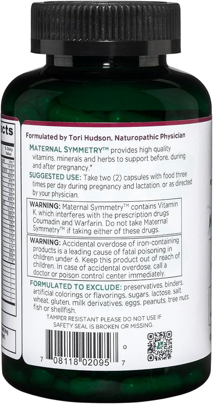 Vitanica Maternal Symmetry – Prenatal and Postnatal Multivitamin | Vegan, 180 Capsules