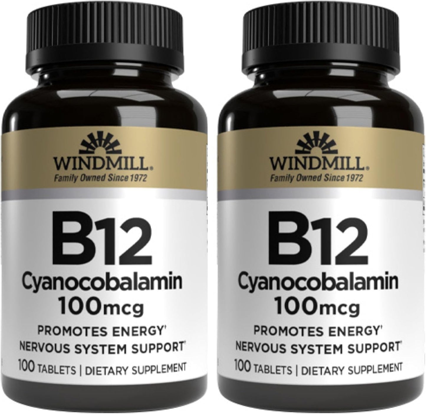 Windmill Vitamin B-12 100 mcg Tablets, 100 Count (Pack of 2) - görsel 1