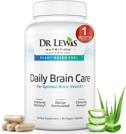 Dr Lewis Daily Brain Care Capsules – Plant-Based Nootropic for Memory, Focus, and Mental Clarity – 90 Capsules