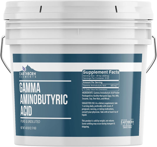 Earthborn Elements Gamma Aminobutyric Acid (GABA) 3.8 Litre Bulk Tub, Pure & Undiluted, Dietary Supplement (2.2 kg)
