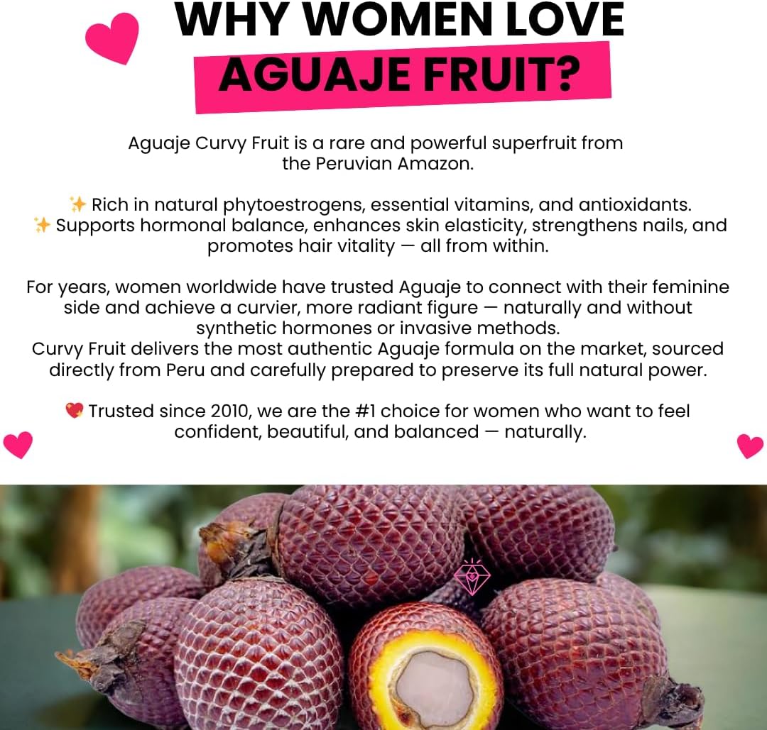 Bigger Bum, Bust & Hips – Aguaje + Maca 3 + Wild Hinojo Capsules – Natural Curve Shaping Supplement – 3 Bottles / One Month Supply - görsel 2