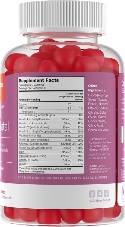 Zahler Prenatal Gummies - 60 Gummies (30 Servings) - Kosher, Gluten-free, Vegetarian-Friendly Grape Flavour