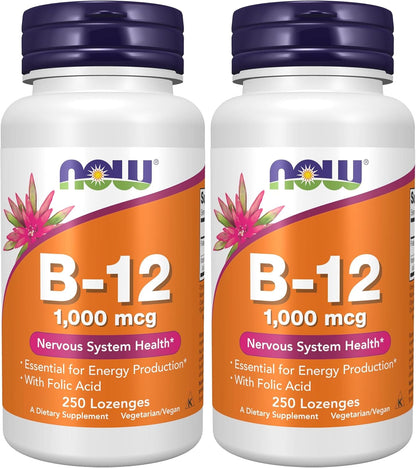 NOW Supplements, Vitamin B-12 1,000 mcg with Folic Acid, 100 Chewable Lozenges