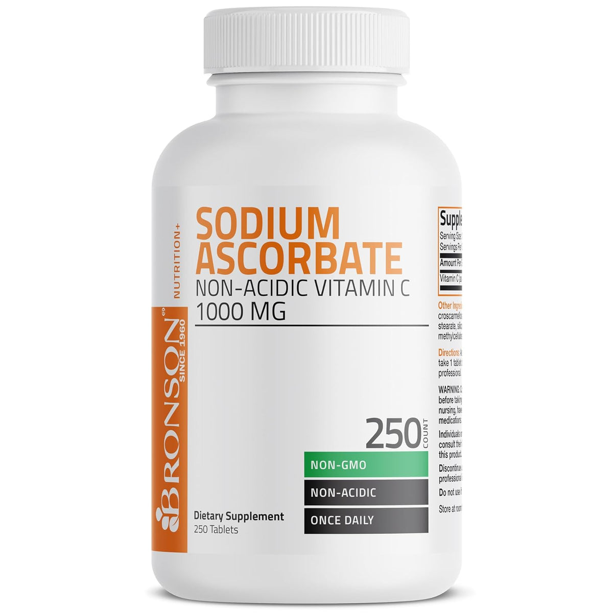 Bronson Sodium Ascorbate Non-Acidic Vitamin C 1000 mg Tablets, 250 Count - görsel 6