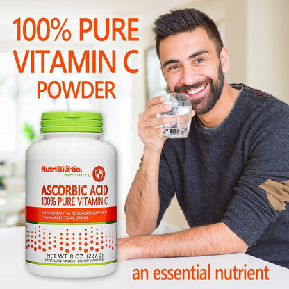 NutriBiotic Ascorbic Acid Vitamin C Powder, 454 g - Pharmaceutical Grade L-Ascorbic Acid